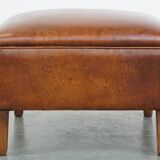Large Ottoman Made of Sheepskin Leather