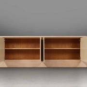 Ivory Lacquer Sideboard in burl wood by Jean Claude Dresse, 1940s