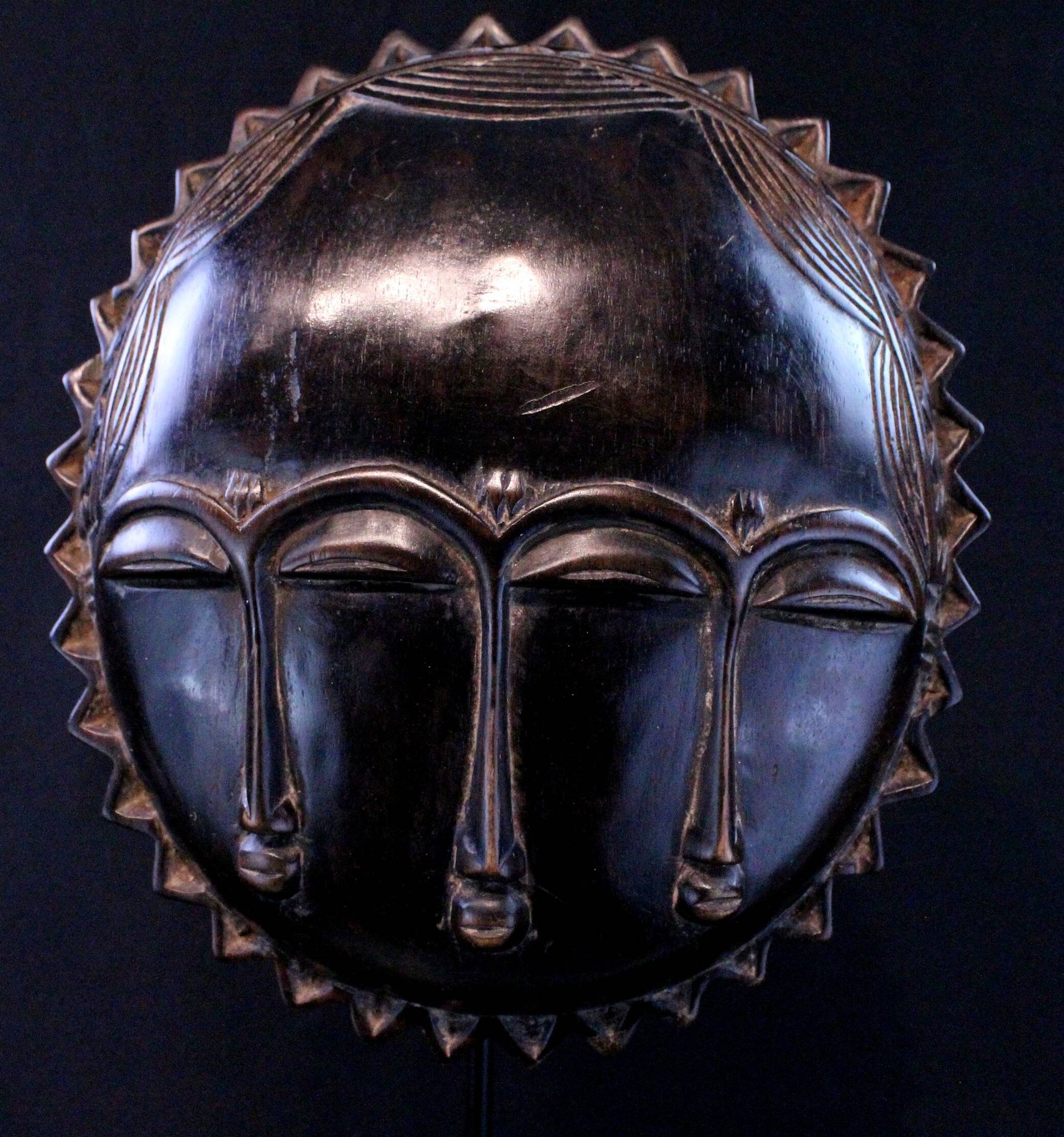 Art Africain Afrique - Masque Baoulé Soleil - 28 cm