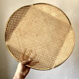 Acrylic glass plateau, caning & brass, 1970, attributed to Roche Bobois.