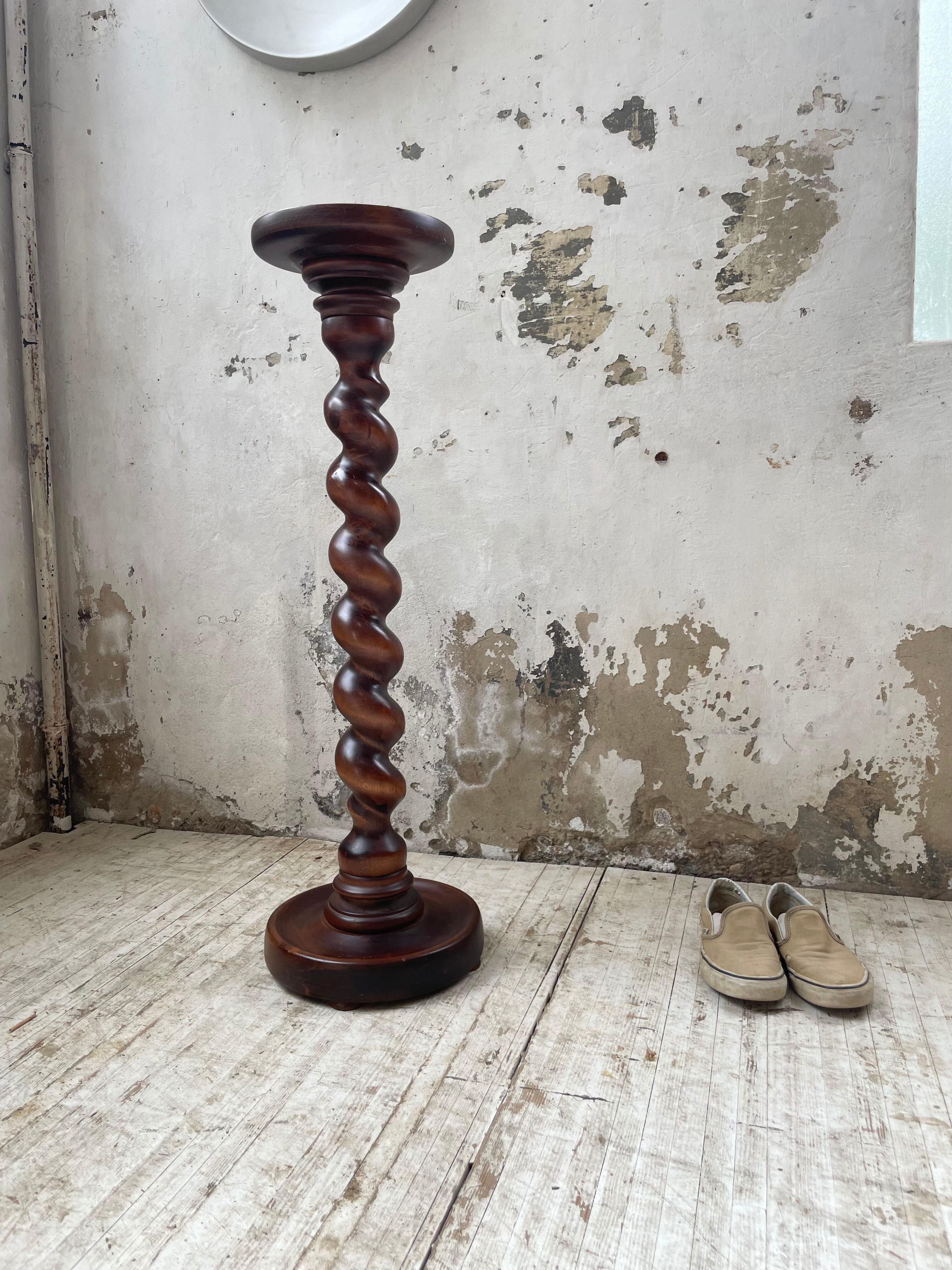 Side table walnut base turned wood