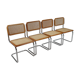 Set of 4 Tubular Frame and Cane Cantilever dining chairs, Italy, 1970s