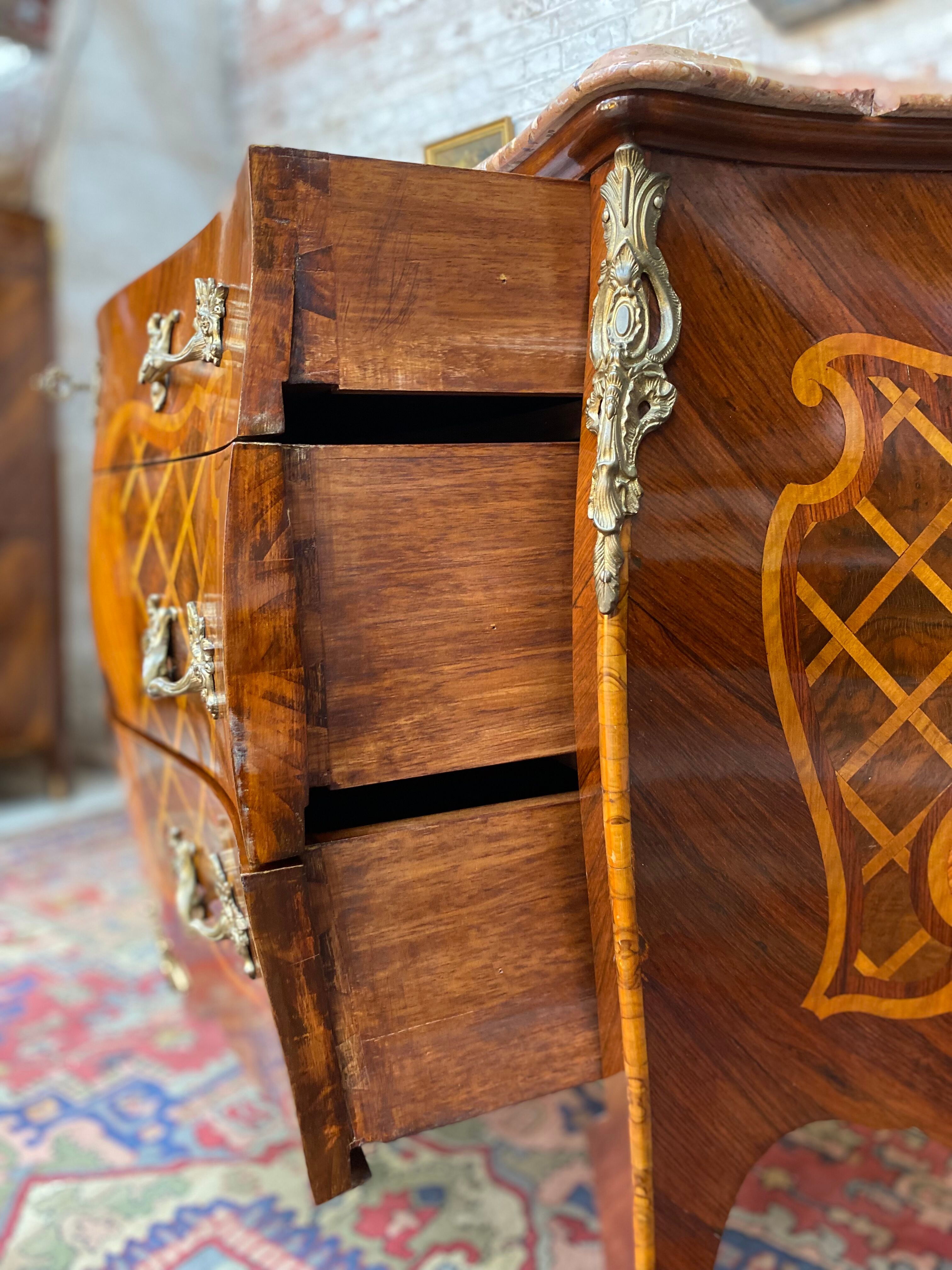 Chest of drawers stamped in marquetry Louis XV style