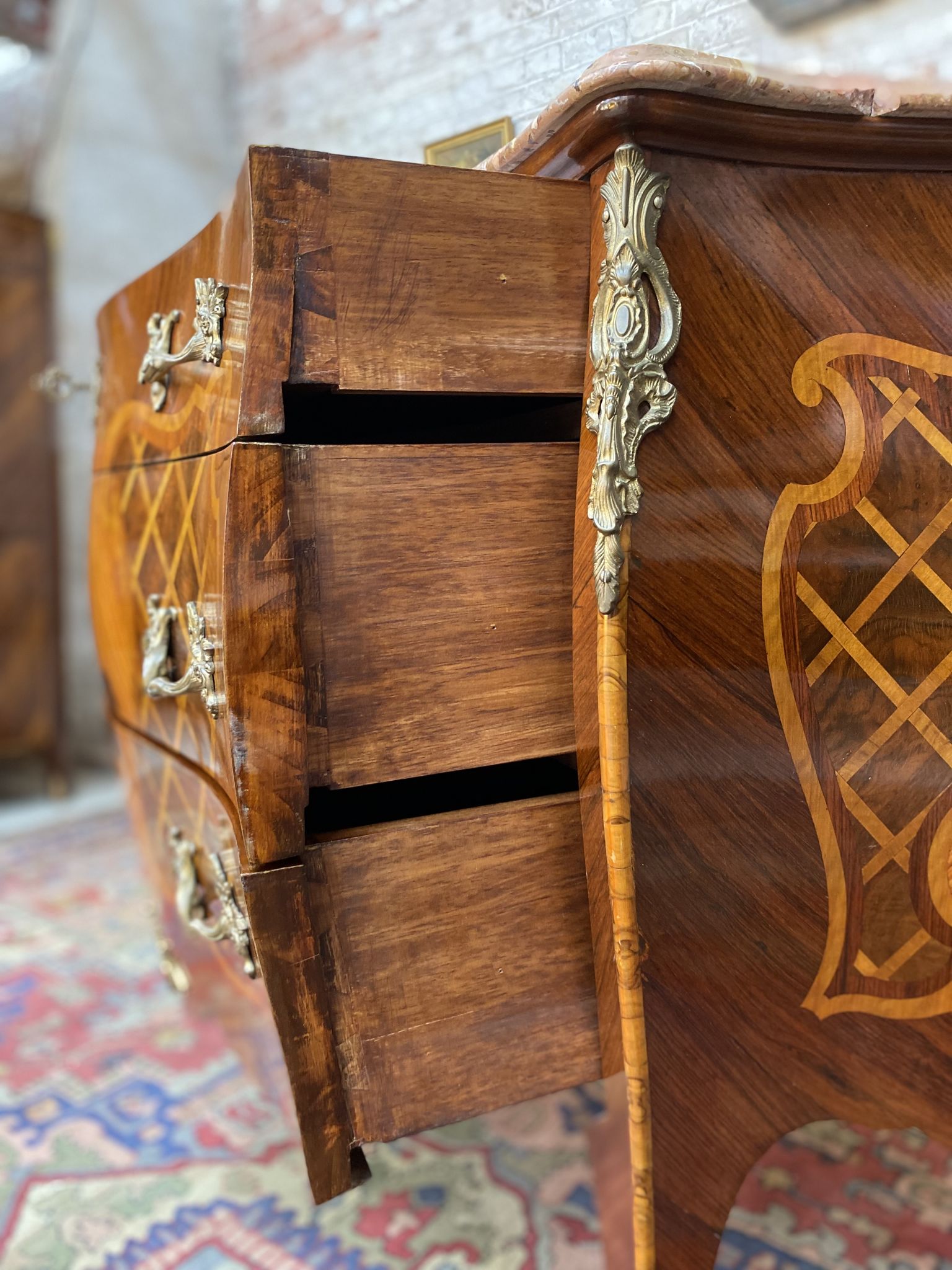 Chest of drawers stamped in marquetry Louis XV style