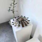 Ceiling or wall light with sun motif, brass, 1950s