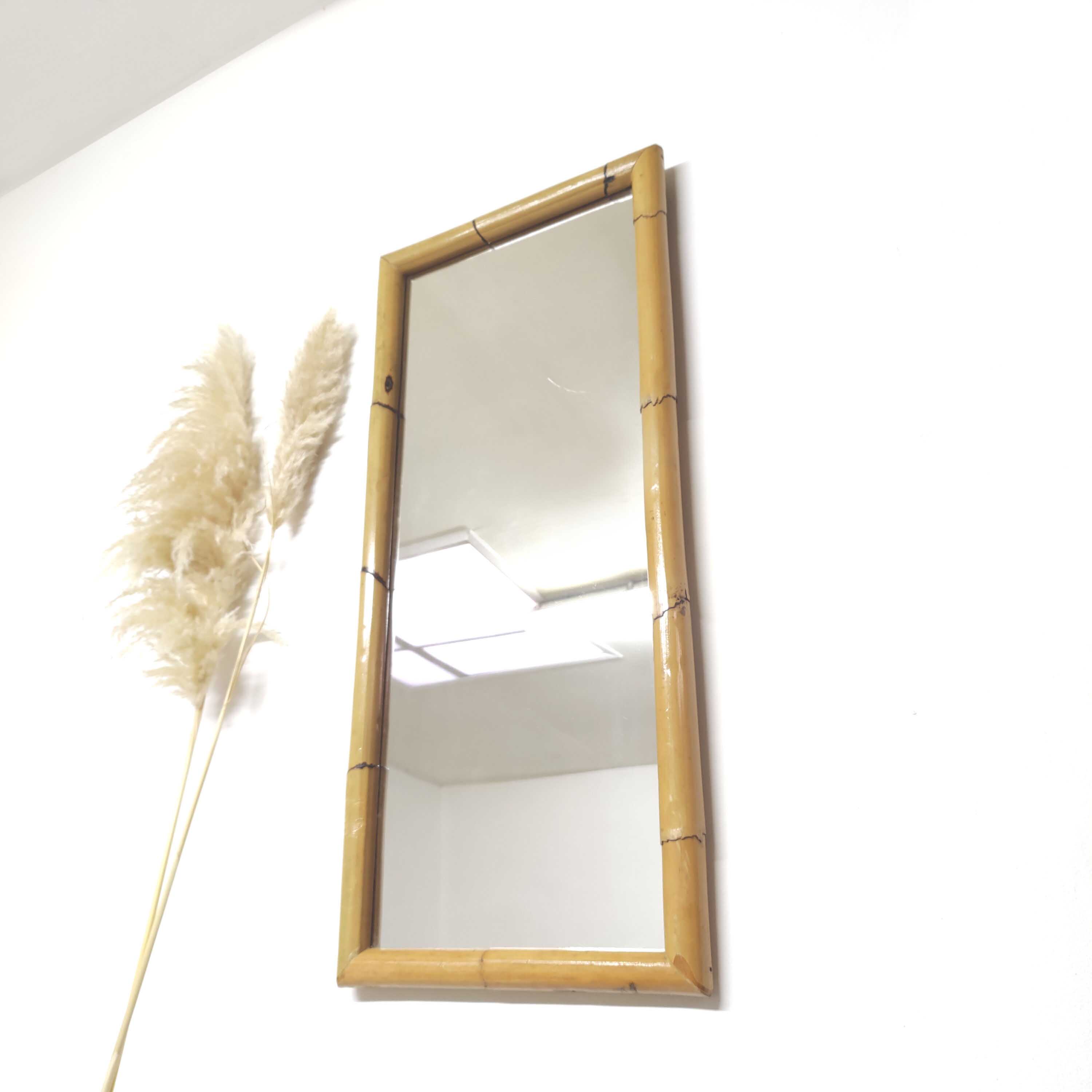 Rectangular vintage bamboo mirror 1m by 45cm