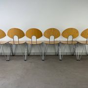 6 Mikado chairs 1800, stackable, design by Walter Leeman for Kusck&co.