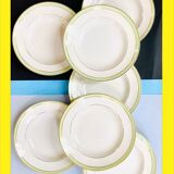 7 plates of the 60s green and white - moulin des loups & orchies france- retro-
