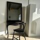 Rectangular mirror in molded blackened wood, beveled glass