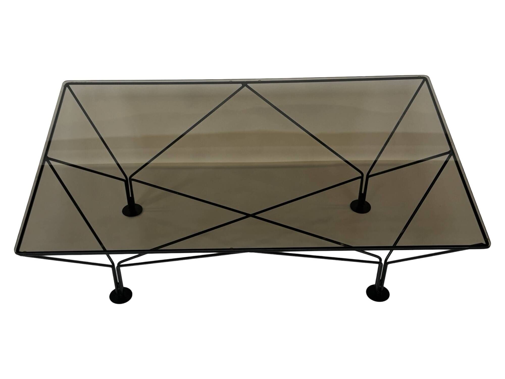 Vintage Coffee Table With Smoked Glass 80's Design
