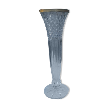 Ancien vase sur pied verre moulé