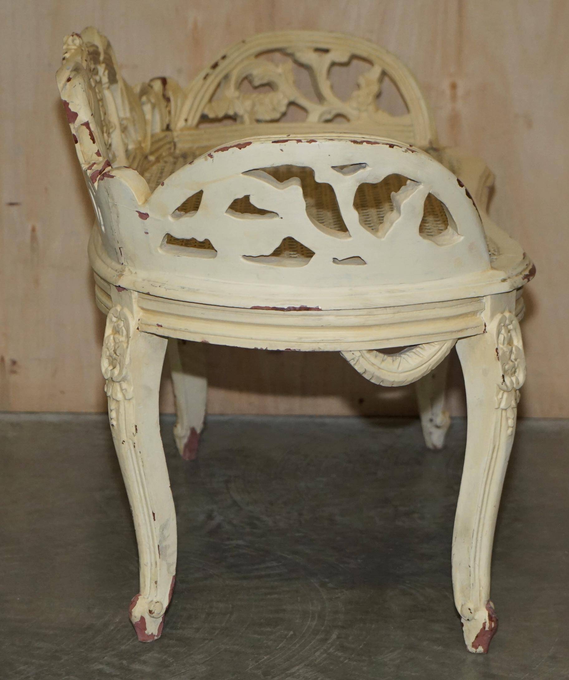 Antique French bergère window bench shabby chic
