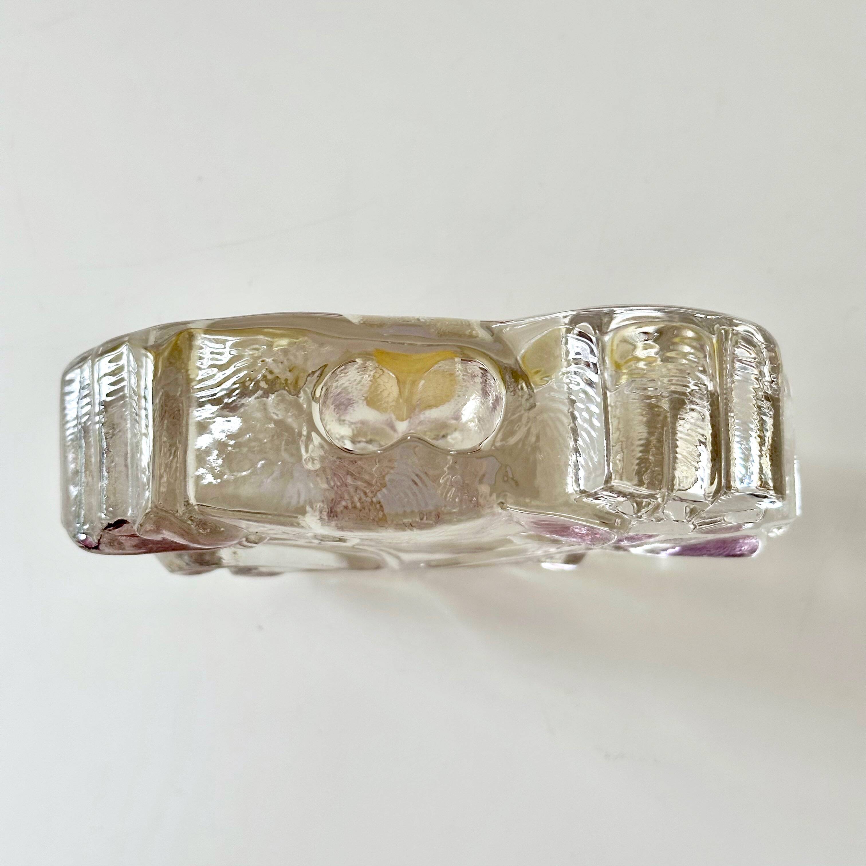 Walther Glas Solitaire Block Vase – Textured Floral Relief – Vintage German