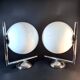 Pair of FLOS IC Lights C/W2 Wall Lights – Chrome & Globe Ø30 – Blown Glass