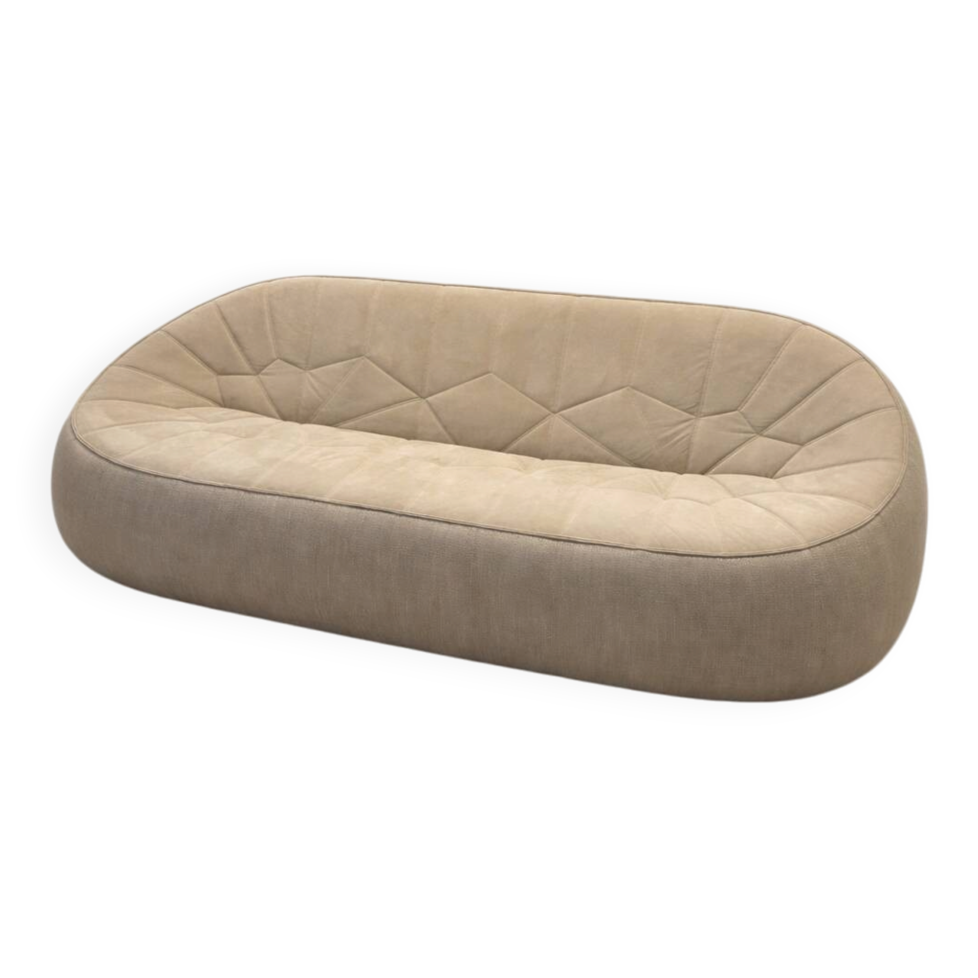 Three-seater cinnamon ottoman alcantara