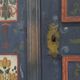 Cabinet de mariée en folk art peint antique de ferme rustique 1863
