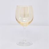 6 verres à pieds jaunes irisés
