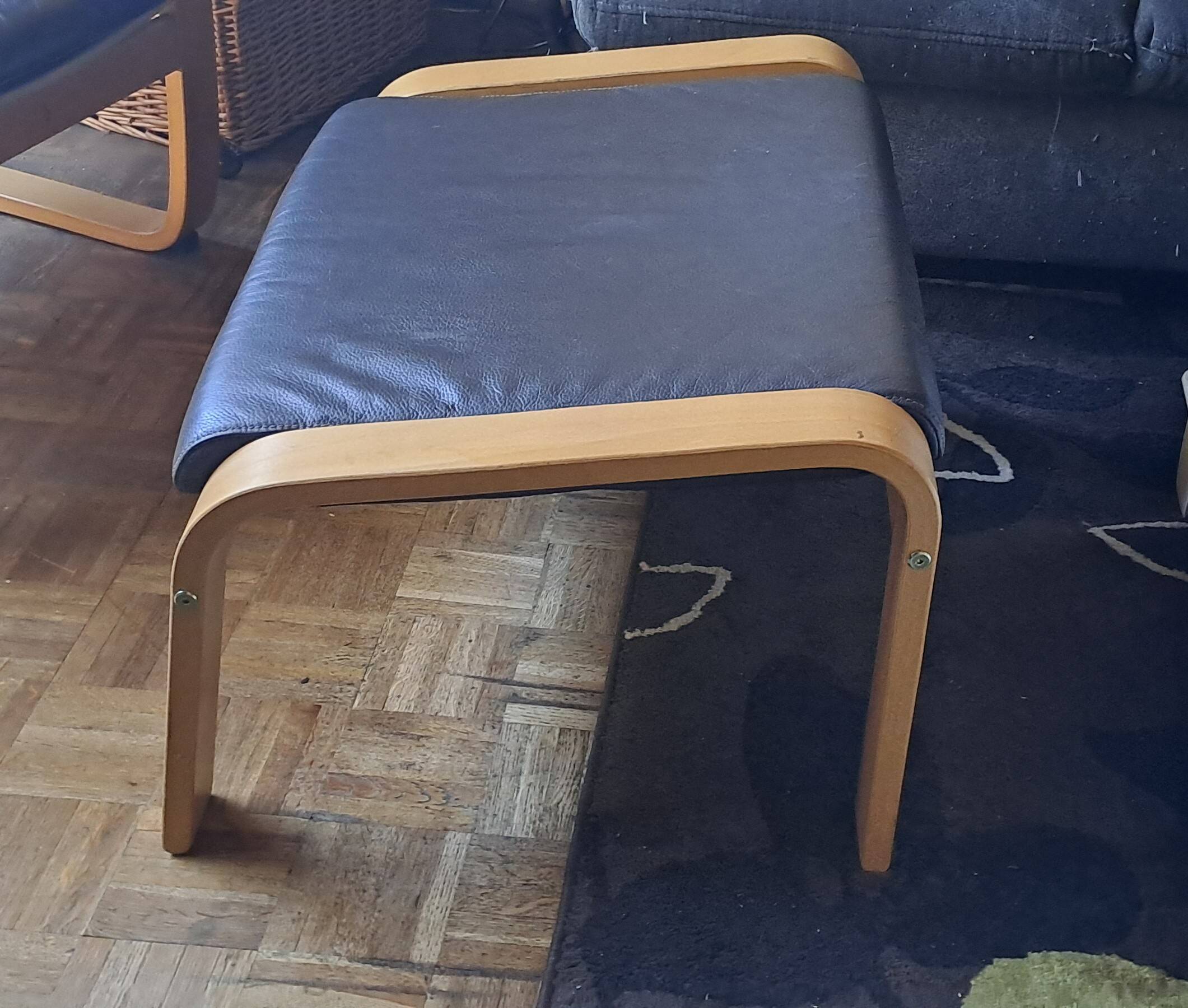 Ikea leather footstool pouf 2000s france scandinavian style knisa model color