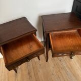 Pair of antique wooden bedside tables
