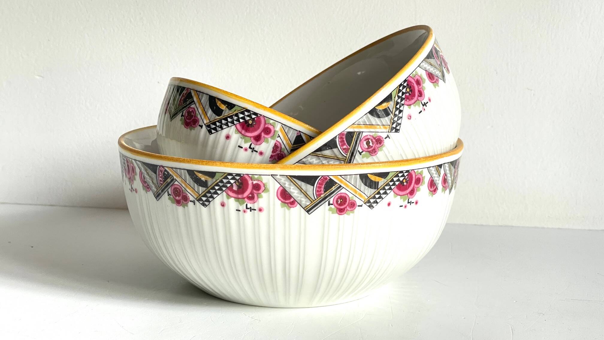 SALAD BOWLS Porcelain MEHUN Art Deco Decor