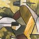 Huile sur panneau d'origine suédoise – « Composition abstraite » – Signée – Vintage