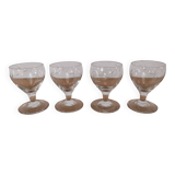 Set of 4 finely engraved vintage port wine glasses