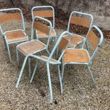 Lot of 6 sky blue Tolix chairs