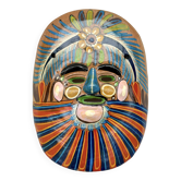 Vintage Mexican Mask Colorful Terracotta 70s Mexican