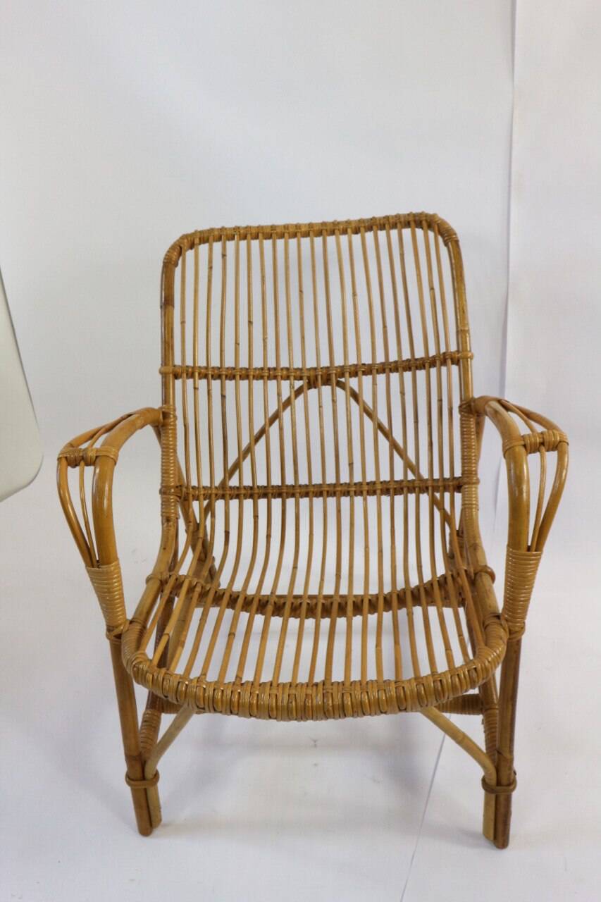 Pair of vintage bamboo armchairs, Bonacina style