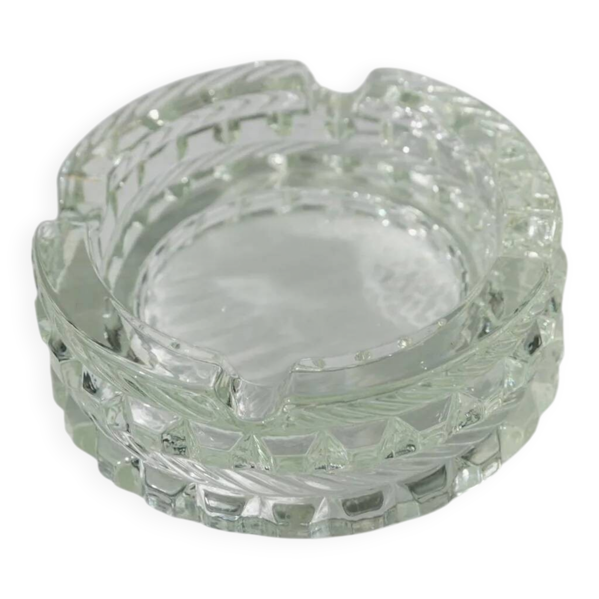 Vintage Murano Glass Ashtray, Pale Green Seafoam Clear Glass, 1950s Italian Mid-Century Glass Décor