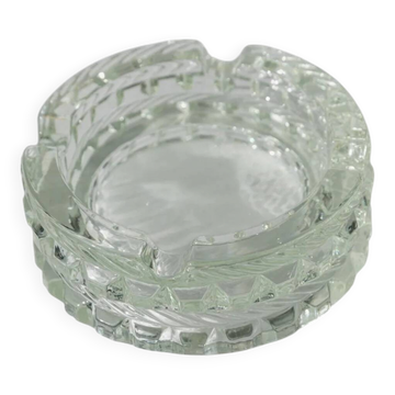 Cendrier en verre Murano vintage, verre clair vert mer pâle, décor en verre italien des années 1950.