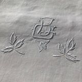 BG leaves embroidered linen pillowcase