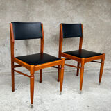 2 wooden and faux leather chairs in Scandinavian style