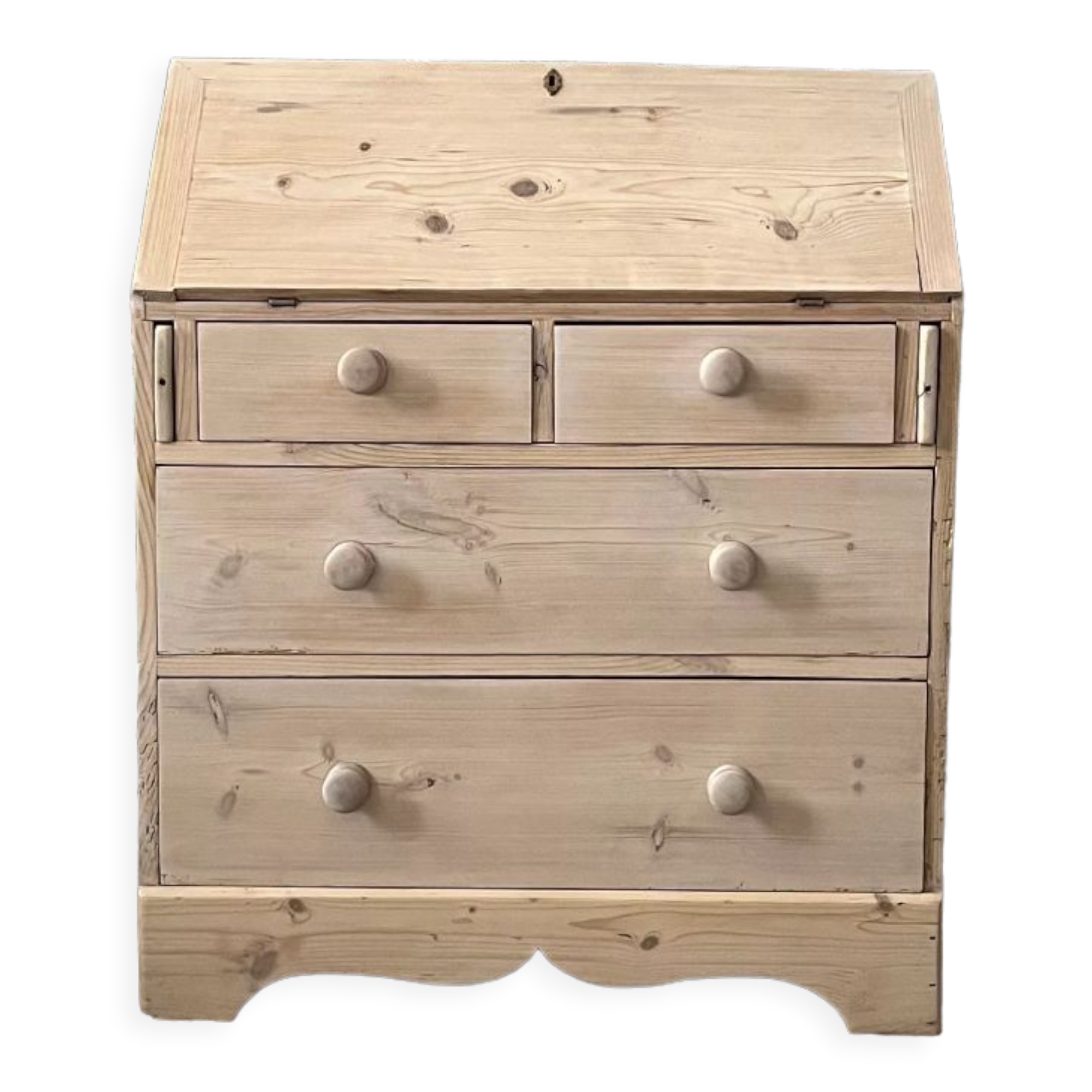 English chest of drawers topped with a sloping secretary