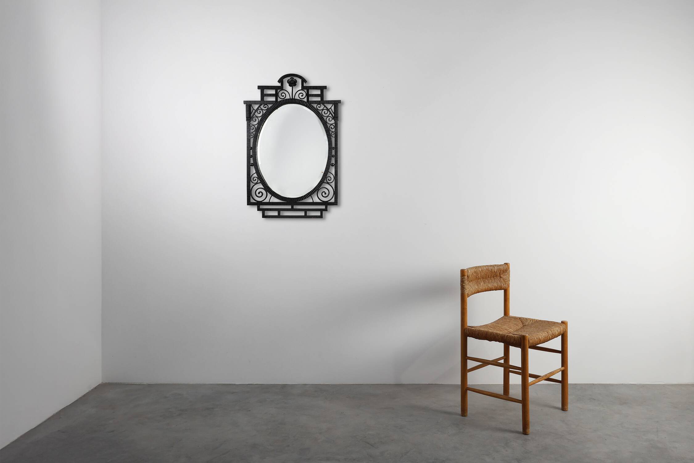 Art Deco Wrought Iron Mirror, France, 1925