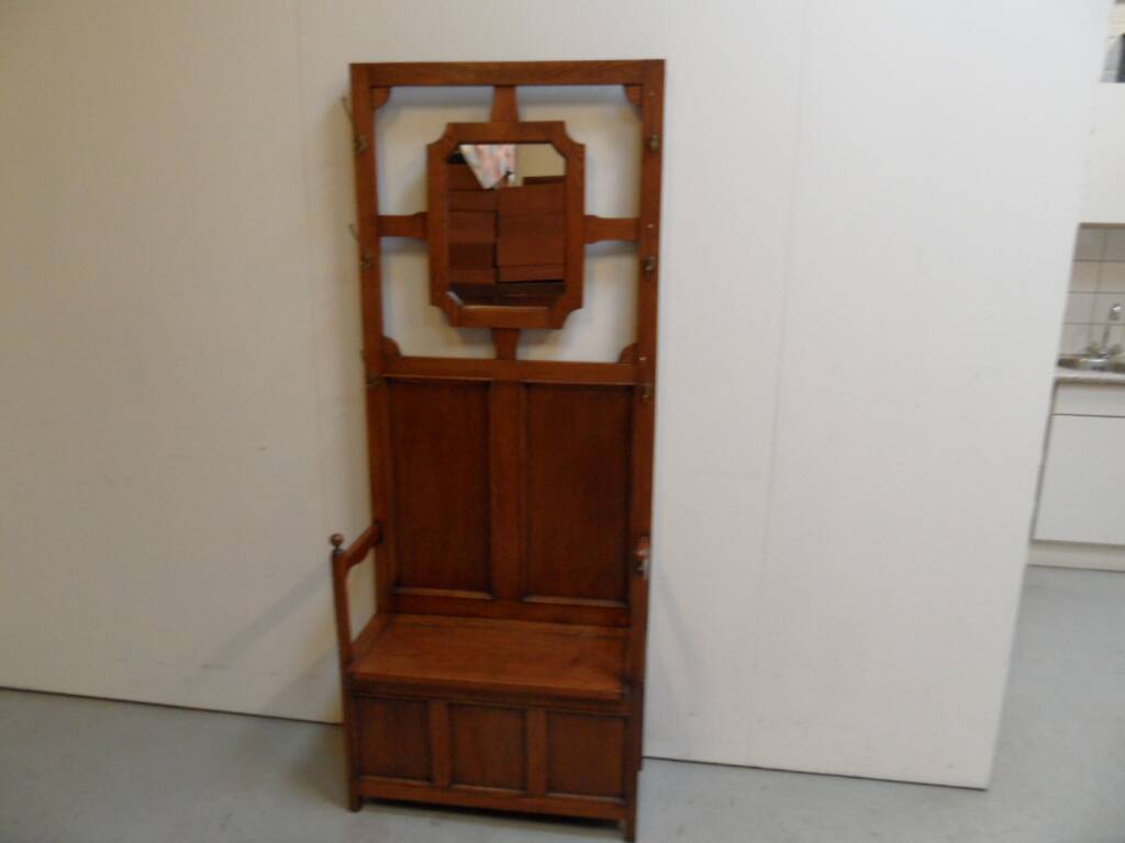 Antique oak entrance bench