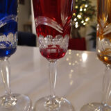 Champagne flutes in colored Nancy crystal