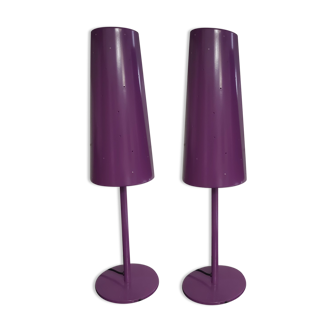 Lot of 2 purple metal lamps