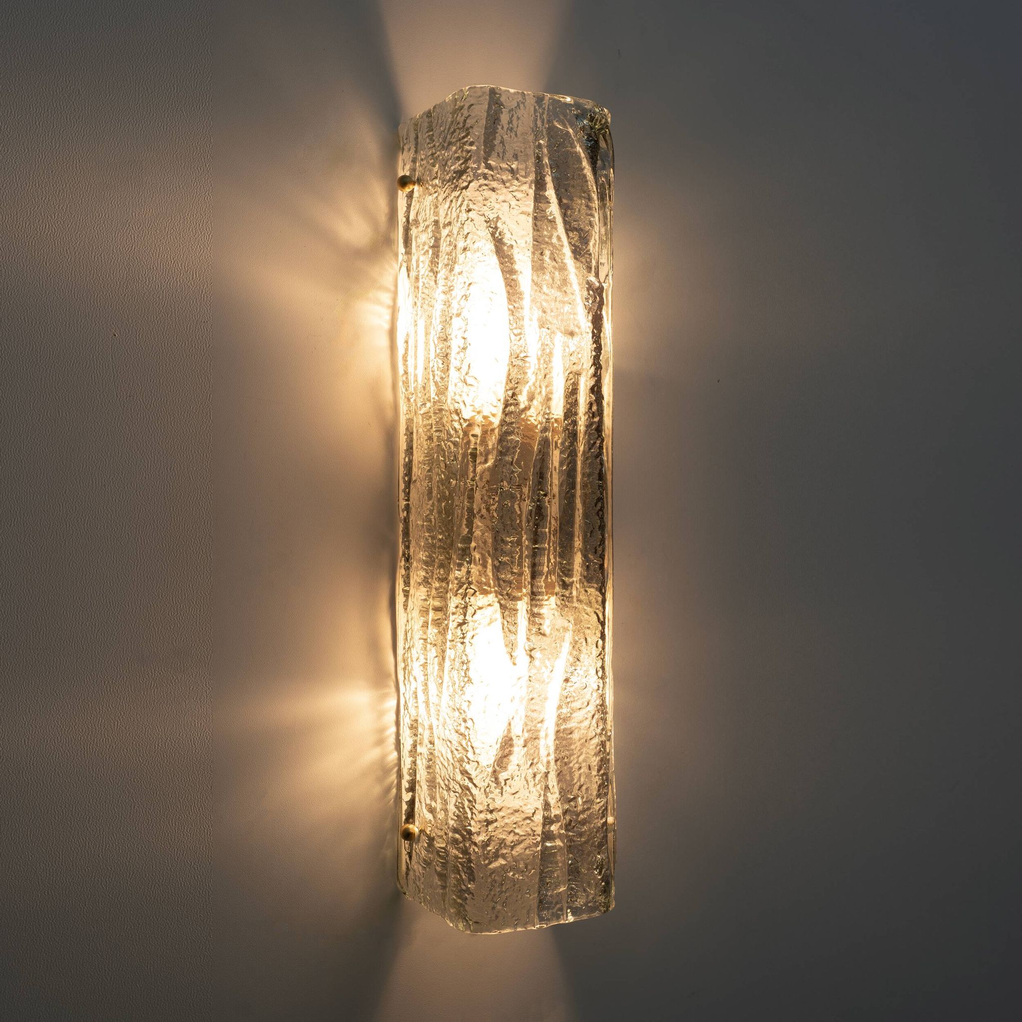 Pair of Mazzega-Style Aquamarine Murano Glass Sconces