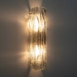 Paire d'appliques en verre de Murano de style Mazzega en aigue-marine