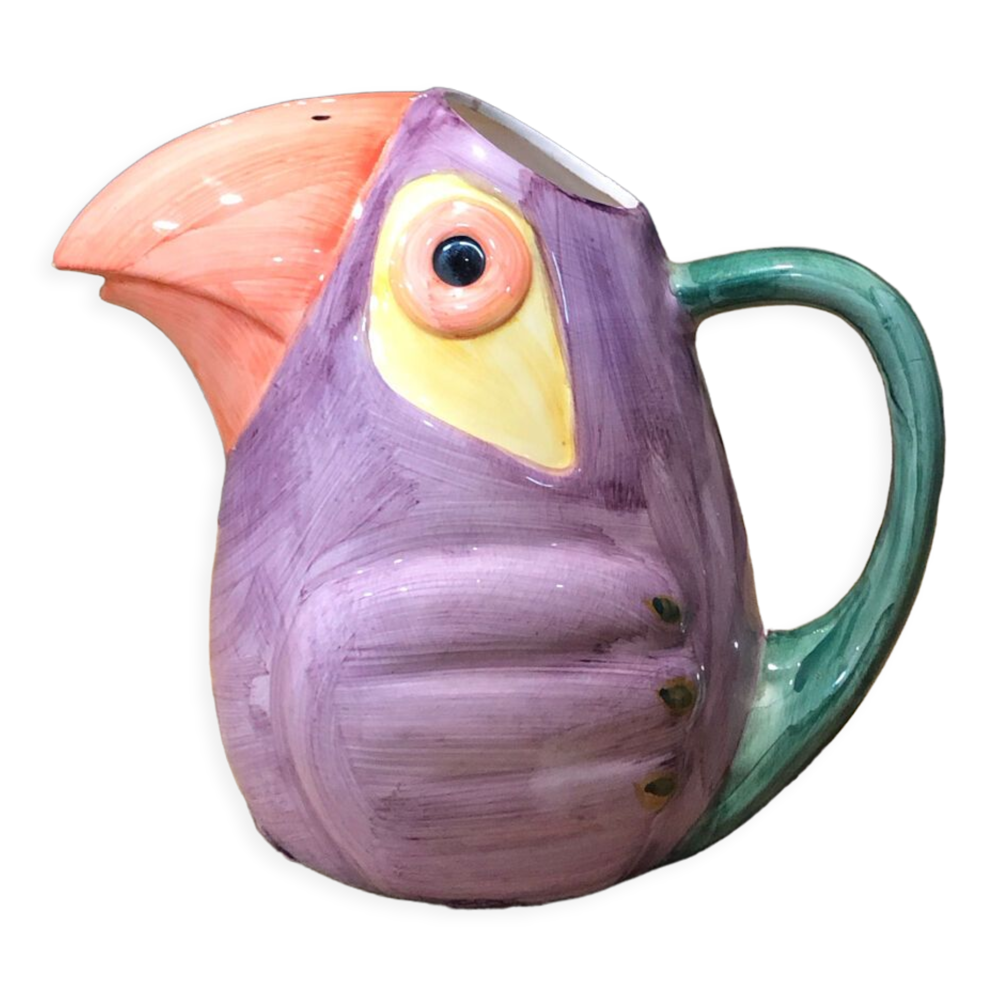 Pichet toucan en céramique vintage