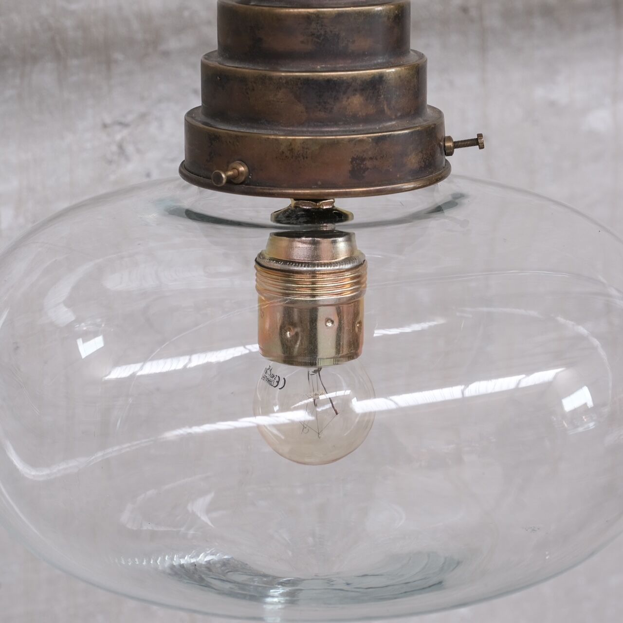 Mid-Century French Clear Glass Pendant Light
