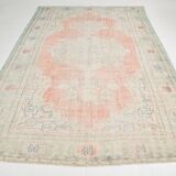 Tapis Oushak Vintage Corail Beige Pastel, 215x319 Cm