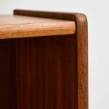 Mid-Century Teak Highboard with Sculpted Legs, Storage and Glass Shelf, 1960s