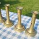 Set of 8 antique brass chandeliers