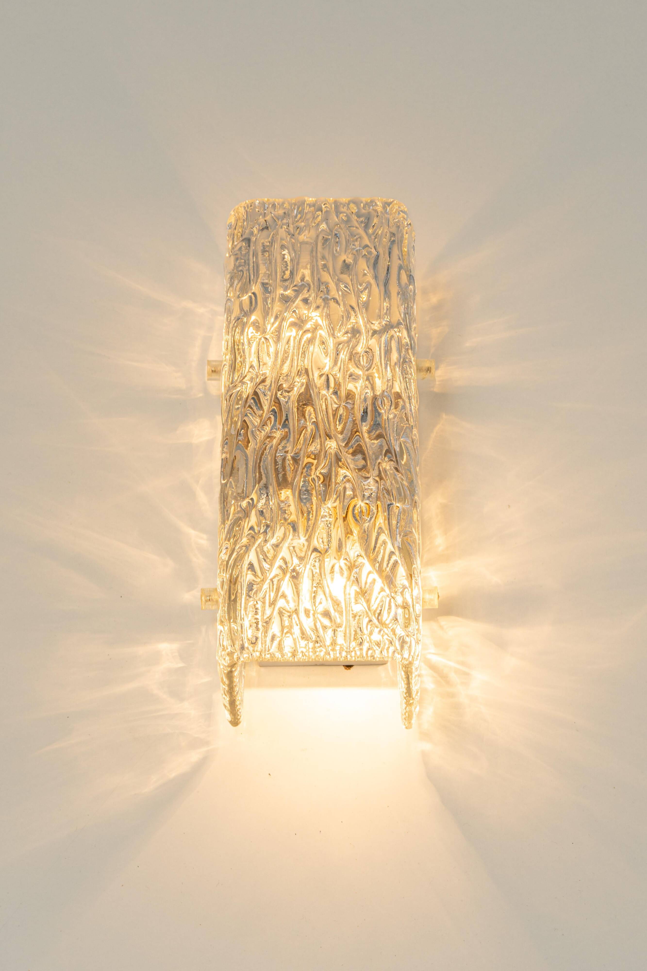 Pairs of Kalmar glass wall lights, Austria, 1960s.