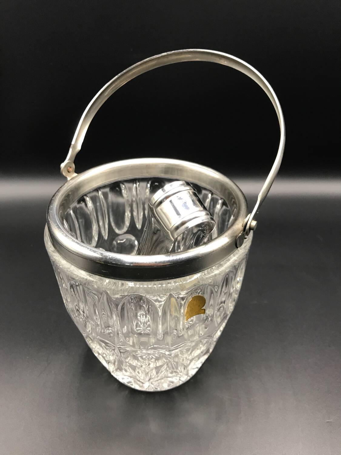 Crystal ice bucket and tongs