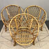 Trio of rattan armchairs