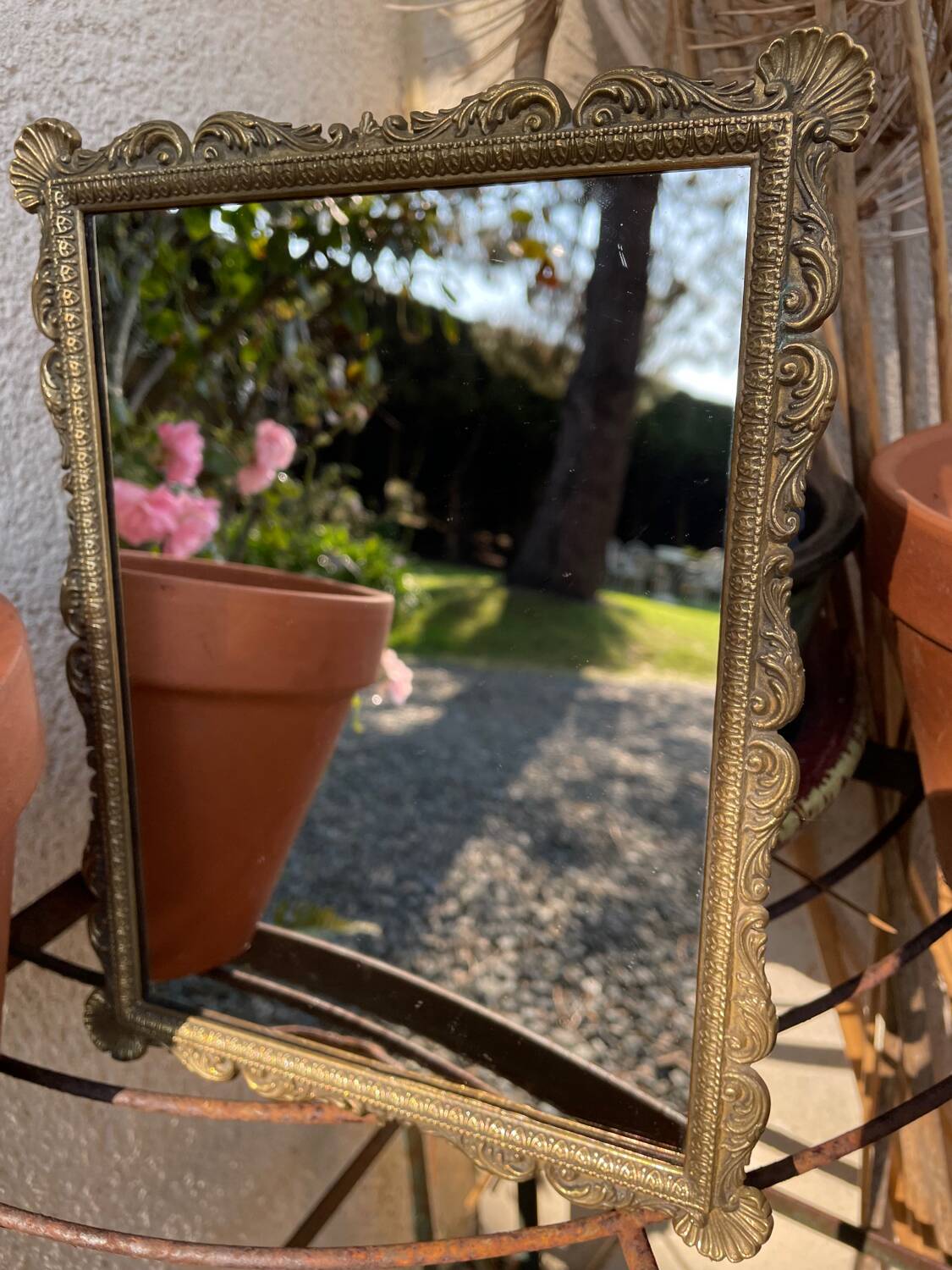 Antique bronze mirror