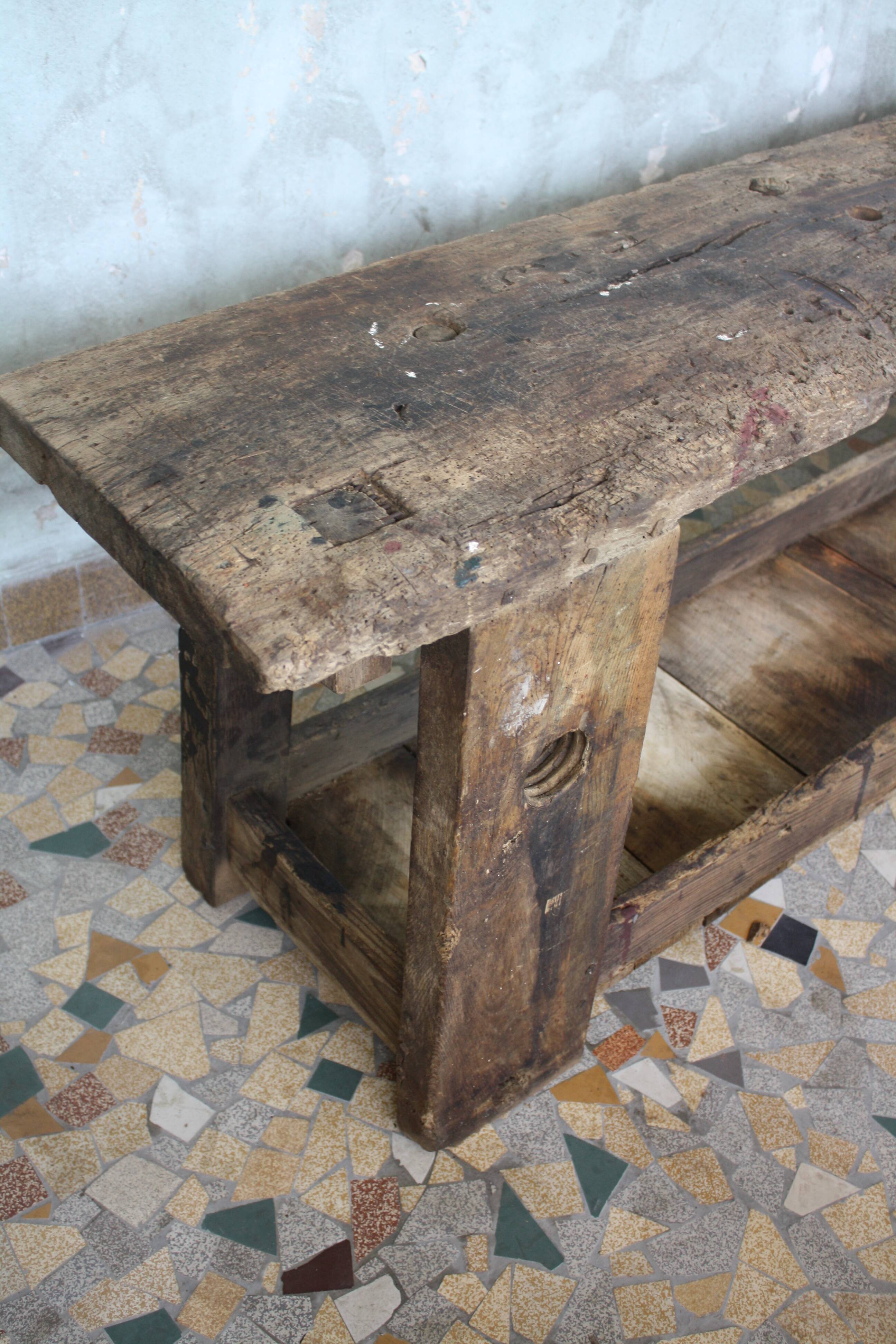 Ancient wooden workbench